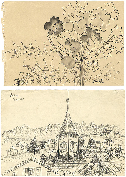 Saeki Yoneko “Original sketch : Bern in Switzerland, Flower”／