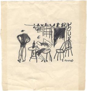佐野繁次郎｢自筆画稿　カフェ（仮題）｣