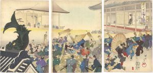 周延｢千代田之御表　御大礼之節町人御能拝見｣