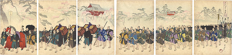 Chikanobu “Chiyoda Outer Palace / Feudal Procession at Ueno-Onari”／