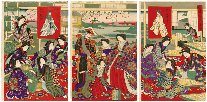 Chikanobu “Spring Wealth, Thriving Silk Factory”／