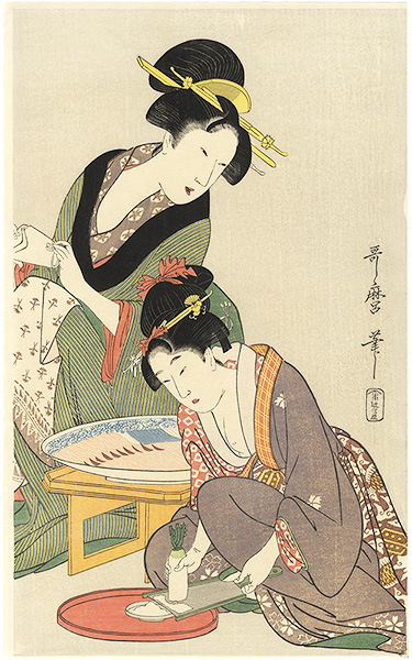 Utamaro “Women Preparing Sashimi【Reproduction】”／