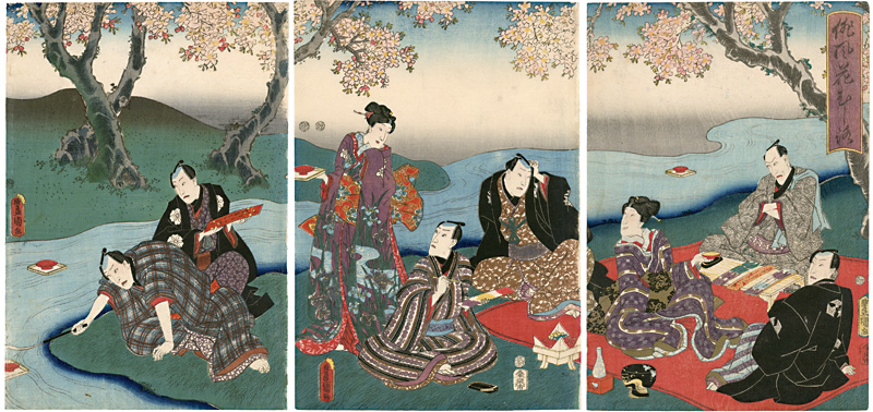 Toyokuni III “Poets on a Mat of Flowers”／