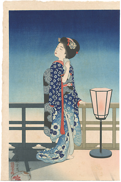 Yoshikawa Kanpo “The 1st Collection of Creative Prints by Kanpo / Maiko Admiring the Moon”／