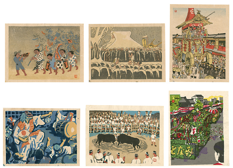 前川千帆◇【京都祇園祭】◇自刻・自刷り木版画◇額付き