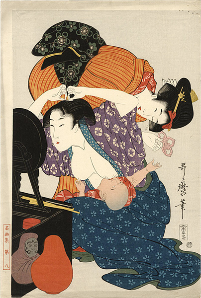 Utamaro “In Front of the Mirror Srand【Reproduction】”／