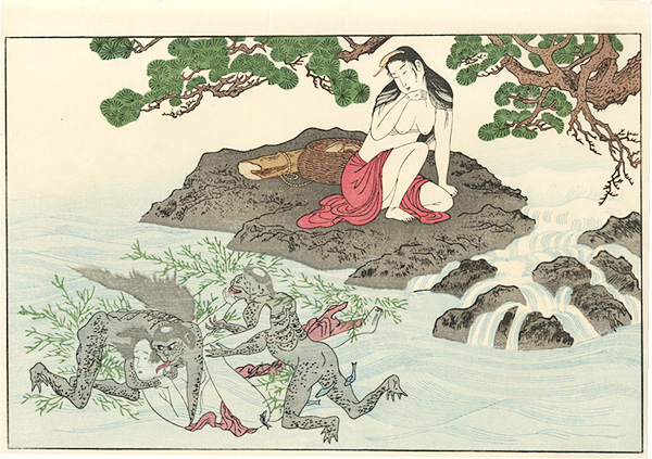 Utamaro “Kappa and Female Diver【Reproduction】”／