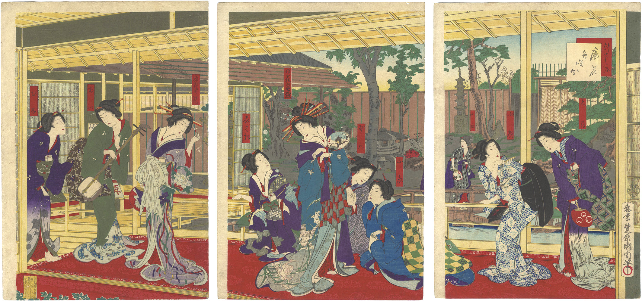 Kunichika “New Yoshiwara / Kuruwa no Hana Irosakiwake”／