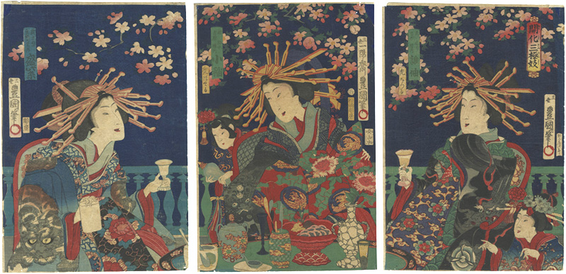 Toyokuni IV “Three Extraordinary Beauties of Modern Life”／