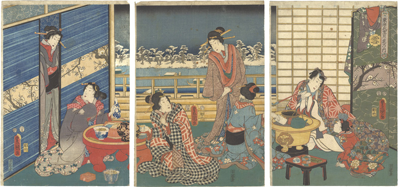 Toyokuni III “Snow, Moon, and Flowers of Eastern Genji / Snow”／