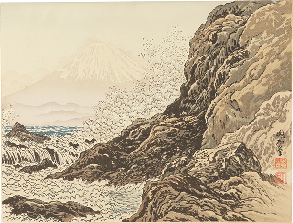 定方塊石｢江の島稚児ヶ淵と富士｣／