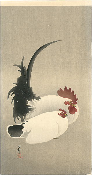 Ohara Koson (Shoson) “Rooster and Hen”／