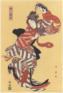 Shunei/Patterns for Collage Pictures / Hobbyhorse Dance【Reproduction】 [おし絵形　春駒【復刻版】]