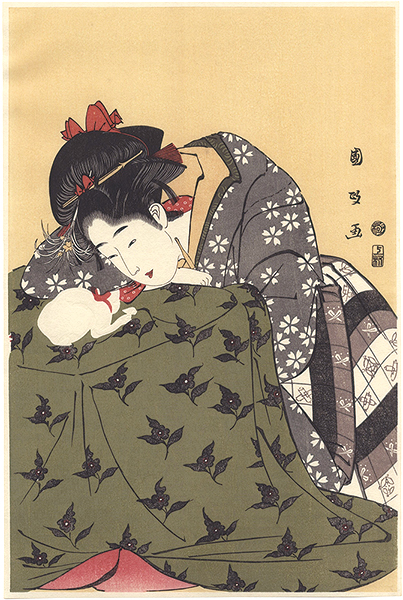 Kunimasa “Woman and a Cat【Reproduction】”／