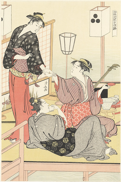 Kiyonaga “Cooling off in the Evening at Shijo-gawara【Reproduction】”／