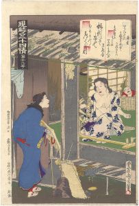 Kunichika/Fifty-four Modern Feelings Compared with Genji / No. 19: Usugumo[現時五十四情　第十九号 薄雲]