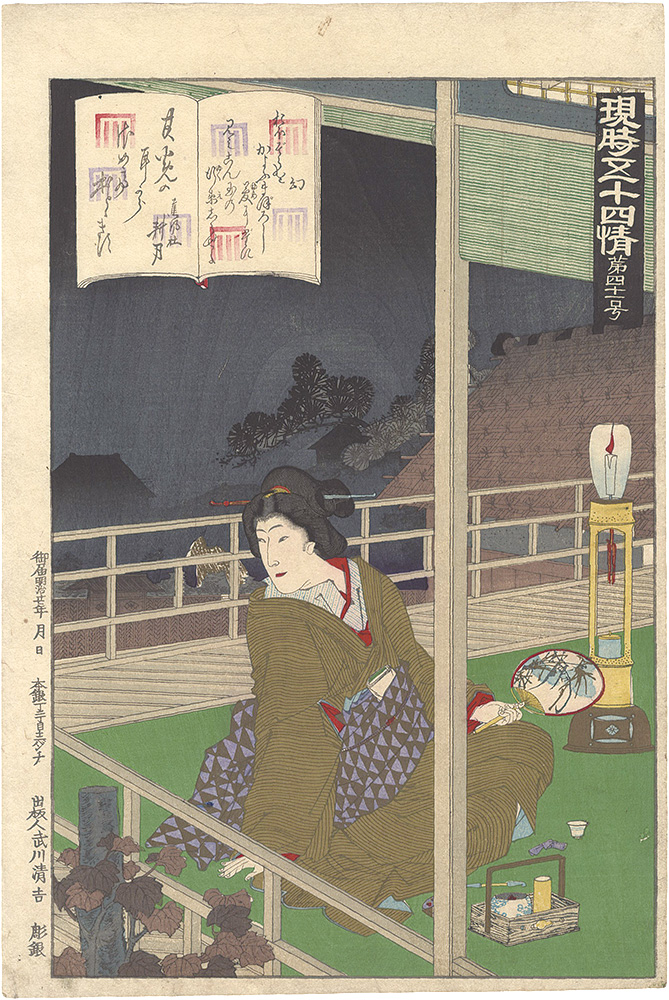 Kunichika “Fifty-four Modern Feelings Compared with Genji / No. 41: Maboroshi”／