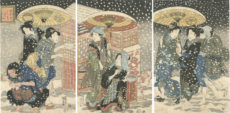 Kunisada I “The Tenth Month: Streetwalkers in the First Snowfall”／
