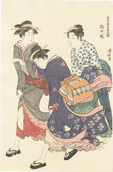 Kiyonaga “A Contest of Fashionable Beauties / Dancers of Tachibanacho【Reproduction】”／