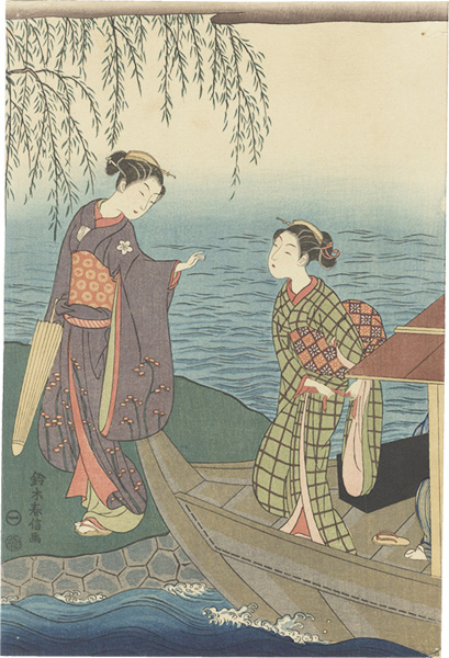 Harunobu “River Bank with Willow【Reproduction】”／