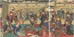 Yoshiiku/A Scene at the Shinagawa-ya, Kuretake-machi Quarter in Shin-Shimabara[新島原呉竹街 品川楼之図]