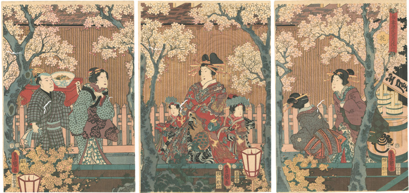 Toyokuni III “Snow, Moon, and Flowers of Eastern Genji / Flowers”／