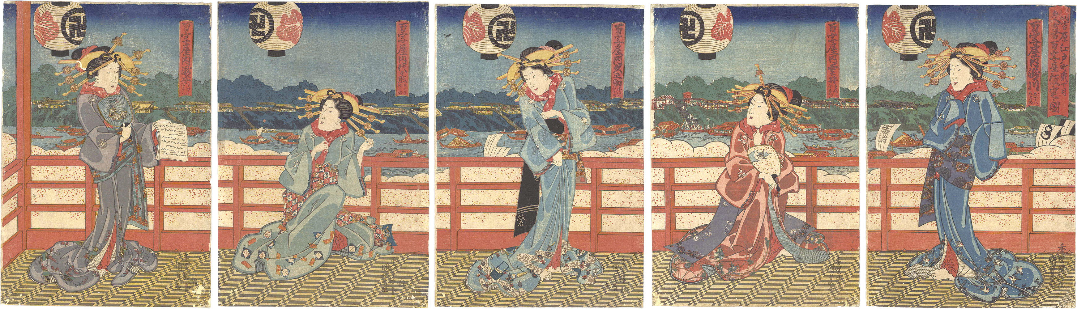 Kunisada I “Temporary Quarters of the Kuki-Manjiya at Edomachi 2-chome in the New Yoshiwara”／