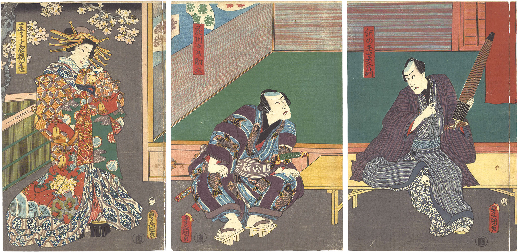 Toyokuni III “Kabuki Play: Edo-zakura Kiyomizu Seigen”／