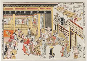 Masanobu/The Entrance Gate and Nakanocho Street in Shin Yoshiwara【Reproduction】[新吉原大門口中之町浮絵根元【復刻版】]