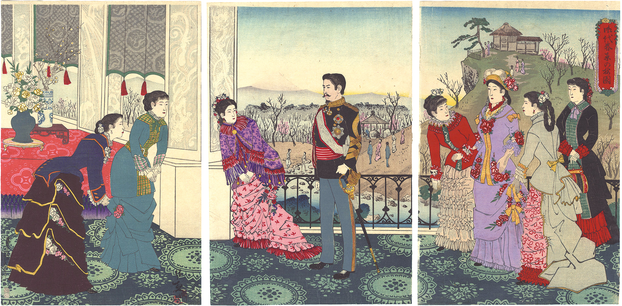 清親｢御代春恵の梅園｣／