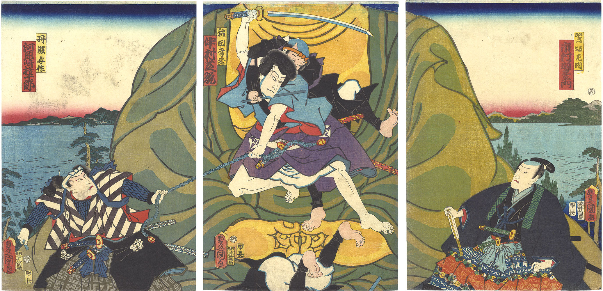 Toyokuni III ｢Kabuki Play: Kutsuwa no Oto Tazuna no Somewake｣／