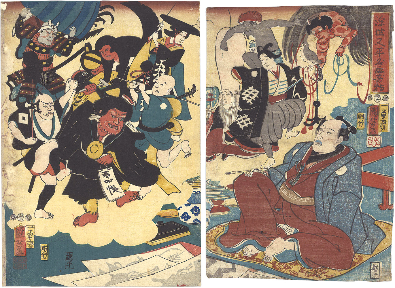 Kuniyoshi “Miraculous Paintings by Ukiyo Matabei”／