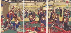 芳幾｢新島原呉竹街 品川楼之図｣