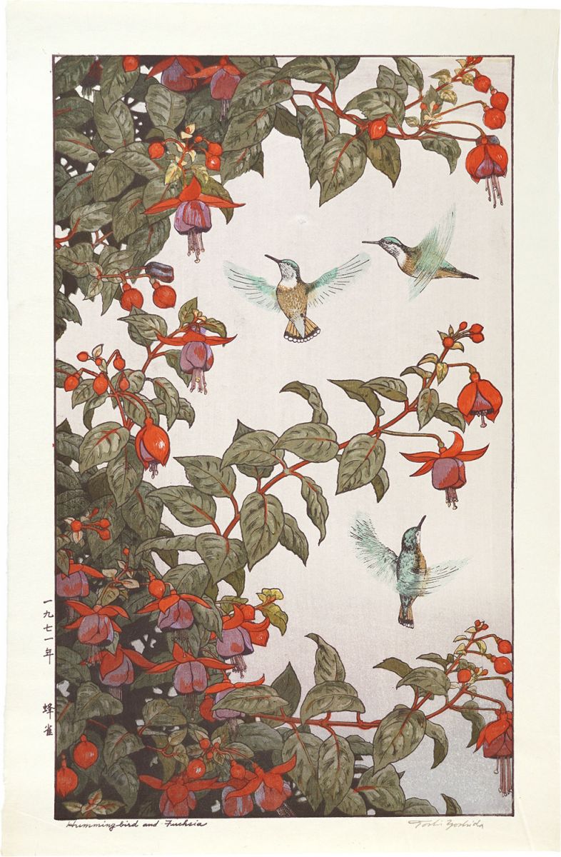 Yoshida Toshi “Humming bird and Fuchsia”／