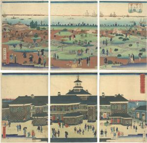 Hiroshige III/Toto Tsukiji Hotel / The Garden of Toto Tsukiji Hotel[東都築地ホテル館之図／東都築地ホテル館 庭前の図]