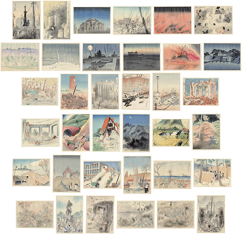 Nishizawa Tekiho, Kawasaki Kotora, Isoda Choshu, Oda Kancho, Tamura Saiten, Kiriya Senrin “Collection of Woodblock Prints of the Great Kanto Earthquake”／