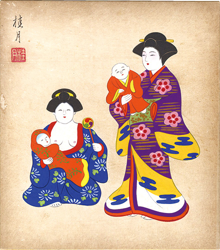 Shimizu Keigetsu “Shikishi Paper Board: Dolls”／