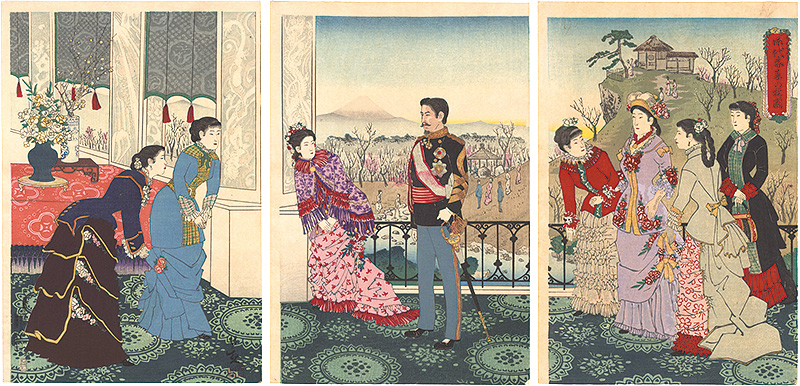 清親｢御代春恵の梅園｣／