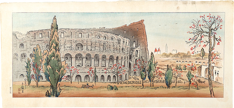 Kojo Kokan “Prints of Views and Customs around the World, Volume 1 / No. 8 of 10: Fall in Rome, Italy”／