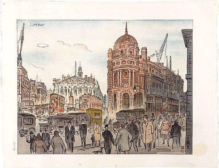 Kojo Kokan “Prints of Views and Customs around the World, Volume 1 / No. 9 of 10: Near Bank of England, London”／