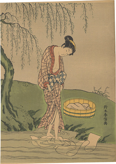 Harunobu “Beauty Doing Laundry under the Willow 【Reproduction】”／