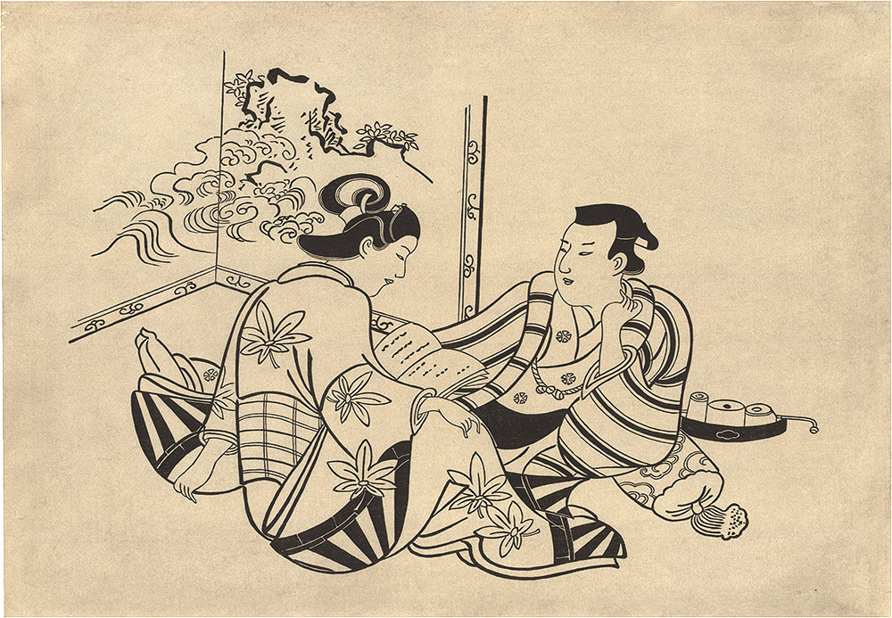 Kiyomasu  “A Man and a Woman Reading a Book【Reproduction】”／