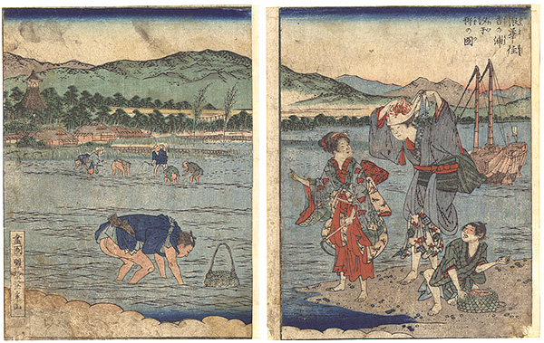 Hanzan “Gathering Shellfish at Sumiyoshi Bay in Osaka”／