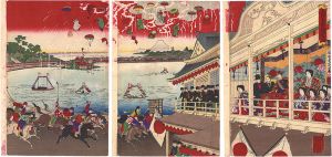 Chikanobu/Illustration of Horse Racing at Shinobazu in Ueno[上野不忍大競馬ノ図]