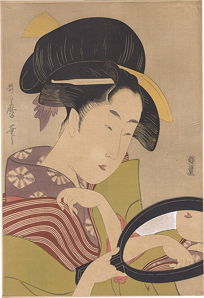 Utamaro “Eight Views of Tea Stalls in Celebrated Places / Mirror【Reproduction】”／