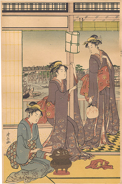 Kiyonaga “A Party Viewing the Moon across the Sumida River【Reproduction】”／