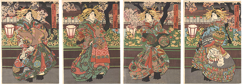 Unknown “Courtesans under Cherry Blossoms at Night”／