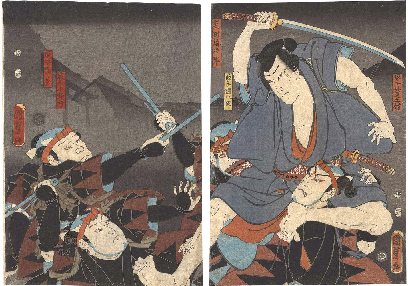 Kunisada II “Kabuki Play: Kasane Ogi Chiyo no Matsuwaka”／