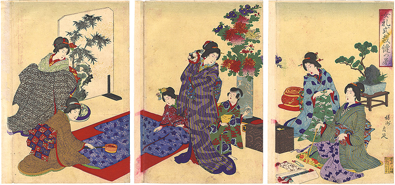 Chikanobu “Etiquette for Ladies / Sewing”／