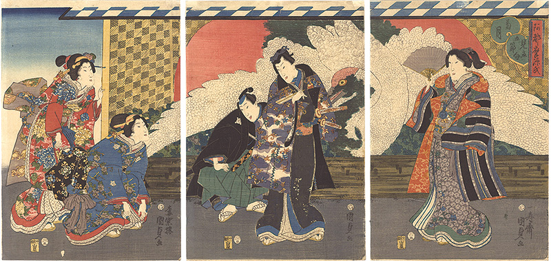 Kunisada II “The Five Festivals Represented by Eastern Genji / The Ninth Month”